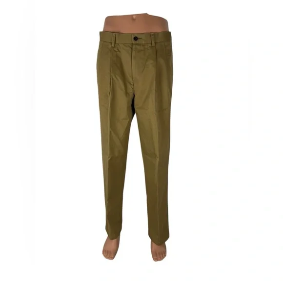 Orvis Mens 33 Pants Green Brown Ultimate Khakis Pleated Chino Cotton Twill NWT